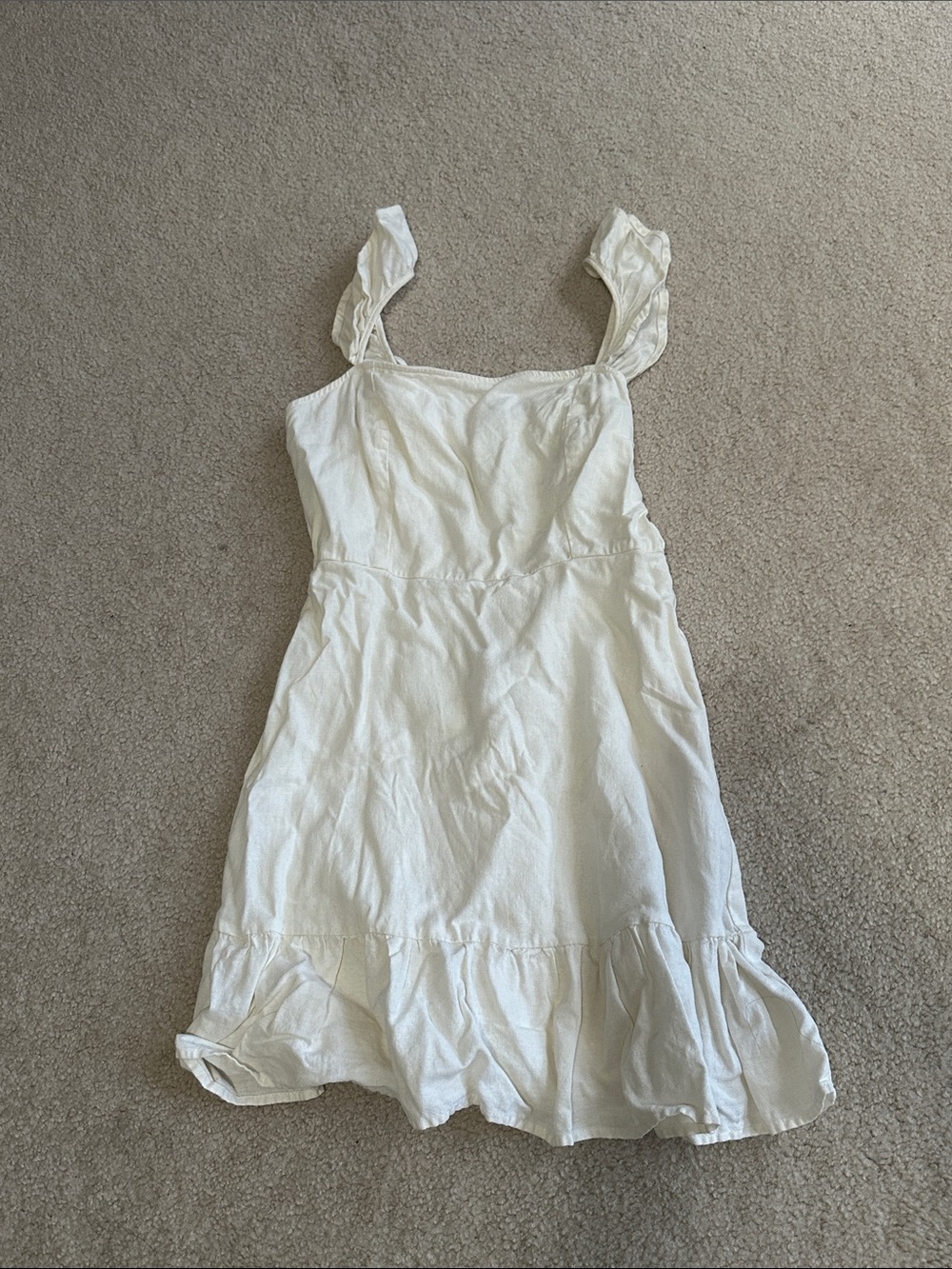 White Ruffle-Hem Sundress